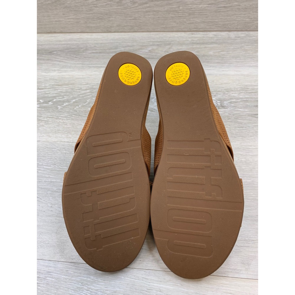 FitFlop Women's Lulu Sandals Cross Tan Brown 10‎ Leather Casual Comfort Shoes - Picture 6 of 10